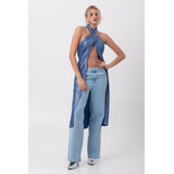 Tunica Lurex Transpassada Azul
