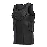 TUOY Colete Masculino Acolchoado De Secagem Rápida Com 4 Protetores De Proteção Para As Costelas Do Peito Protegem As Costas Preto- Black Vest- X-Large