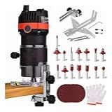 Tupia Laminadora Manual 900w- Fresadora Manual Para Madeira- Tupia Para Trabalhos Em Madeira- 33000 RPM Aparador De Bordas Compacto- Com Conjunto De Fresas De Carboneto -127-