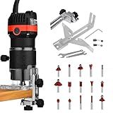 Tupia Manual 110V 800W- Fresadora Manual Para Madeira- Tupia Para Trabalhos Em Madeira- 30000 RPM Aparador De Bordas Compacto- Com Conjunto De Fresas De Carboneto De Tungstênio De 1-4-