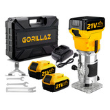Tupia Manual Elétrica Laminados 2 Baterias 21v Completa Com Acessorios Grz tp2b Gorillaz