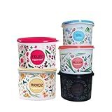 Tupperware Kit Completo Arroz Feijão Sal Açúcar   Café Floral Mantimentos