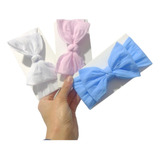 Turbante Luxo Meia De Seda New Born Laço Cabelo Menina 3 Un