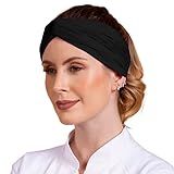 Turbante Touca Kit 3 Peças Vira Faixa 2 Em 1 Profissional Saúde Cozinha Prime Único 1 Preta 1 Bordô 1 Branca 