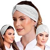 Turbante Touca Kit 3 Peças Vira Faixa 2 Em 1 Profissional Saúde Cozinha Prime Único 3 Brancas 