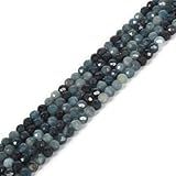 Turmalina Azul De 3 Mm Pedra Preciosa Facetada Contas Soltas Redondas Fio 39 4 40 6 Cm DIY Jewelry Making