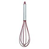 Tuut- Linha Elite- Batedor De Ovos- Fouet De Silicone Com Cabo Em Inox- Vermelha- 27cm