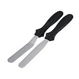 Tuut Linha Confeitaria Jogo De Espátulas Reta E Curva Para Confeitaria Em Inox 23cm