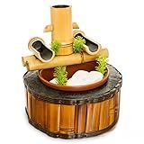 TUYULX Fonte Decorativa Com Cascata Fonte Natural De Feng Shui Com Bico Bambu E Pedra