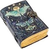 TUZECH Livro De Feitiços De Mariposas Encadernadas Em Couro Diário Borda Papel Grimório Impresso Suprimento De Bruxaria E Caderno De Feitiços De Bruxa Livro Vintage Antigo Para Homens E Mulheres
