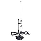 TWAYRDIO Antena De Banda Dupla Para Rádio Amador Bidirecional 144 430 MHz VHF UHF Kit Completo Com Suporte Magnético De 9 Cm E Cabo Coaxial RG58 De 4 Metros Plugue PL259 Para Transceptor Amador De 2