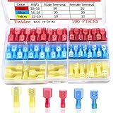 Twidec 100 Pçs Kit De Conectores De Pá De Nylon 22 10 Gauge Desconexão Rápida Totalmente Isolado Macho E Fêmea Kit De Sortimento De Terminal De Pá De Fio N 004 Conector De Pá De 2 Nylon