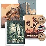 Twigs Cartões Ilustrados Do Parque Nacional 24 Cartões Em Branco E Envelopes De Estilo Vintage 14 X 10 Cm Conjunto De Papelaria Ecológico Certificado Pelo FSC Cartões Sortidos Para Todas As Ocasiões