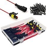 Twippo Kit De 10 AWG 16 AWG 1 Conector De Pino Conectores De Fio à Prova D água 1 Pino Conectores Elétricos Automotivos Desconexão Rápida 1 Conector De Fio Com Calibre 16 E Kit De Tubulação