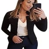 Tyqqu Blazer Feminino Grande Com Um Botão Para Baixo Slim Work Office Fit Lightweight Cardigan, Preto, P