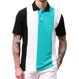 U Fashion Masculino De Manga Curta Com Botões De Cor Sólida
