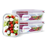 U4home Modelo Quentinha Marmita Conjunto 3 Pote Vidro Hermético Marmita Tampa Plástico 640ml Cor Vermelho