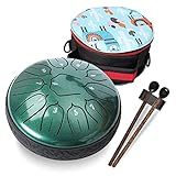 Ubblove Steel Tongue Drum 11 Notas 15 Cm Handpan Drum Instrumentos De Percussão Com Mallets Bolsa Para Meditação Educação Musical Presentes De Festa De Concerto Verde