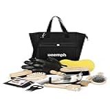 Ueemph Kit De Cuidados Para Cavalos 12 Peças Escovas Bolsa De Armazenamento Raspador De Suor Pente De Crina Luvas De Cuidados Pessoais Presente De Cavalo Para Meninas Preto 