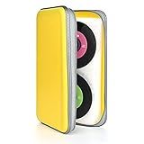 UENTIP Capa De CD Com Capacidade Para 96 Capa De Plástico Rígido Portátil Para DVD Organizador De CD Carteira Protetora De DVD 96 Amarelo 