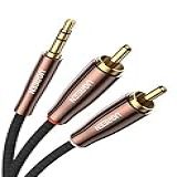 UGREEN Adaptador De áudio Estéreo De Cabo RCA Macho De 3 5 Mm Para 2 Machos Trançado Hi Fi Sound Auxiliar RCA Y Splitter Cabo De Metal Blindado Aux RCA Y Compatível Com Smartphone MP3 Tablet