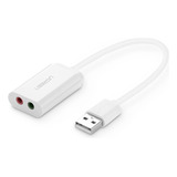 Ugreen Adaptador De Áudio Externo 2 Em 1 Usb 2 0 Branco