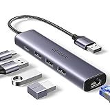 UGREEN Adaptador USB 3 0 Para Ethernet 5 Em 1 Multiportas Hub Com Gigabit RJ45 E Adaptador De Rede LAN Com Porta De Alimentação Tipo C  Compatível Com Laptop  PC  MacBook  MacMini 