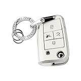 UHONSN Capa Para Volkswagen Key Fob VW Soft TPU Keys Shell Shell Com Chaveiro Capas Completas Capa Protetora Compatível Com VW Jetta Tiguan Golf GTI Atlas Alltrack