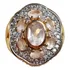 Uhp-anel Quartzo Rosa Lapidado Zirconias Folheado Ouro 18k