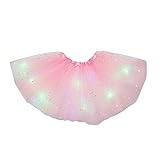 UIFLQXX Saia Tutu De LED Com 3 Camadas Tutu Para Mulheres E Meninas Dos Anos 80 Saia De Tule Festa Carnaval Fantasia Glitter  Rosa  Tamanho  Nico