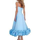 UIFLQXX Vestido Rodado Grande Com Suspensório Moderno Para Mulheres 3D Vestido Evasê Feminino Plus Size Vestido De Coquetel Azul G