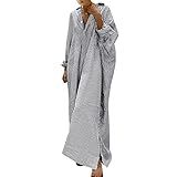 UIFLQXX Vestidos De Verão Femininos 2023 Listrados De Algodão E Linho Vestido Casual Solto Maxi Vestidos Femininos Casuais Preto XXG