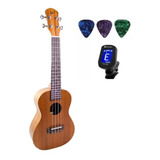 Ukulele Acústico Soprano Winner Natural 21 Afinador Palhet