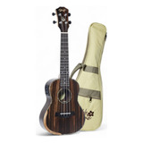 Ukulele Elétrico Seizi Bora bora Plus Concert Ebony Bag