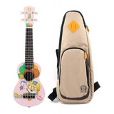 Ukulele Infantil Profissional Soprano Pororo Pink Com Capa