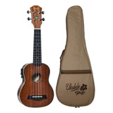 Ukulele Seizi Maui Plus Soprano Elétrico Tobacco Com Bag