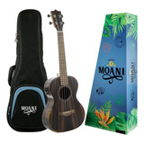 Ukulele Tenor Elétrico 26 Ebony Moani Afinador E Equalizer