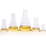 ULAB Conjunto De Frascos Erlenmeyer De Vidro Científico 5 Tamanhos 50 Ml 150 Ml 250 Ml 500 Ml 1000 Ml 3 3 Boro Com Graduação Impressa Uef1002