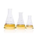 ULAB Conjunto De Frascos Erlenmeyer De Vidro De Boca Estreita Científica- 3 Tamanhos 250 Ml 500 Ml 1000 Ml- 3-3 Borossilicato Com Graduação Impressa- Uef1022