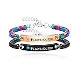 Uloveido Pulseira De Hematita Feita à Mão Para Amantes I Love You 3000 Pulseiras Esculpidas Para Namorado E Namorada Para Homens E Mulheres Y2110 Aço Inoxidável Hematita