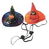 ULTECHNOVO 2Pcs Para Animais De Estimação Halloween Chapéu De Bruxa Chapéus Da Bruxa Da Abóbora De Halloween Trajes Do Cão Com Chapéu Da Bruxa Do Dia Das Bruxas Decoração De Halloween
