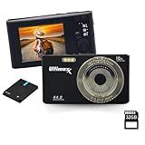 Ultimaxx Câmera Digital Compacta De 44 MP Com Zoom Digital De 16x Câmera Digital De Ponto E Disparo Automático LCD 2 4 Com Cartão SD De 32 GB Câmera Portátil Para Adultos Meninos Meninas 
