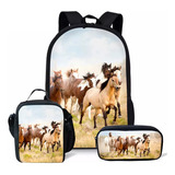 Um Conjunto De 3 Mochilas Com Estampas De Cavalo E u 