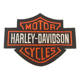 Um Patch Bordado Colete Jaqueta Motociclista Harley Davidson Cor Preto E Laranja
