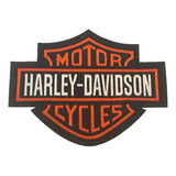 Um Patch Bordado Colete Jaqueta Motociclista Harley Davidson Cor Preto E Laranja