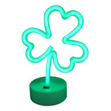 Uma Luz Noturna De Néon Verde Em Forma De Lâmpada Usb/bateri
