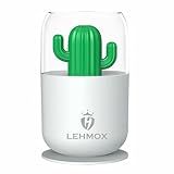 Umidificador De Ar Cacto 300ml Difusor De Mesa Com Led Purificador USB Branco 