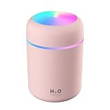 Umidificador De Ar Difusor De Ambiente Aromas Portátil Ultrassonico 300 Ml Aromatizador USB LED Purificador Vaporizador ROSA 