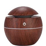 Umidificador De Ar Ultrassônico Luminaria Tipo Madeira Difusor Aromas Redondo Aromatizador Difusor Aroma Elétrico USB Led 7 Cores Madeira