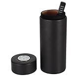 Umidificador De Charuto De Couro De Viagem Portátil Com Forro De Madeira De Cedro Vintage Higrômetro Digital Umidificador Comporta Até 5 Charutos Qualquer Amante De Charutos Preto